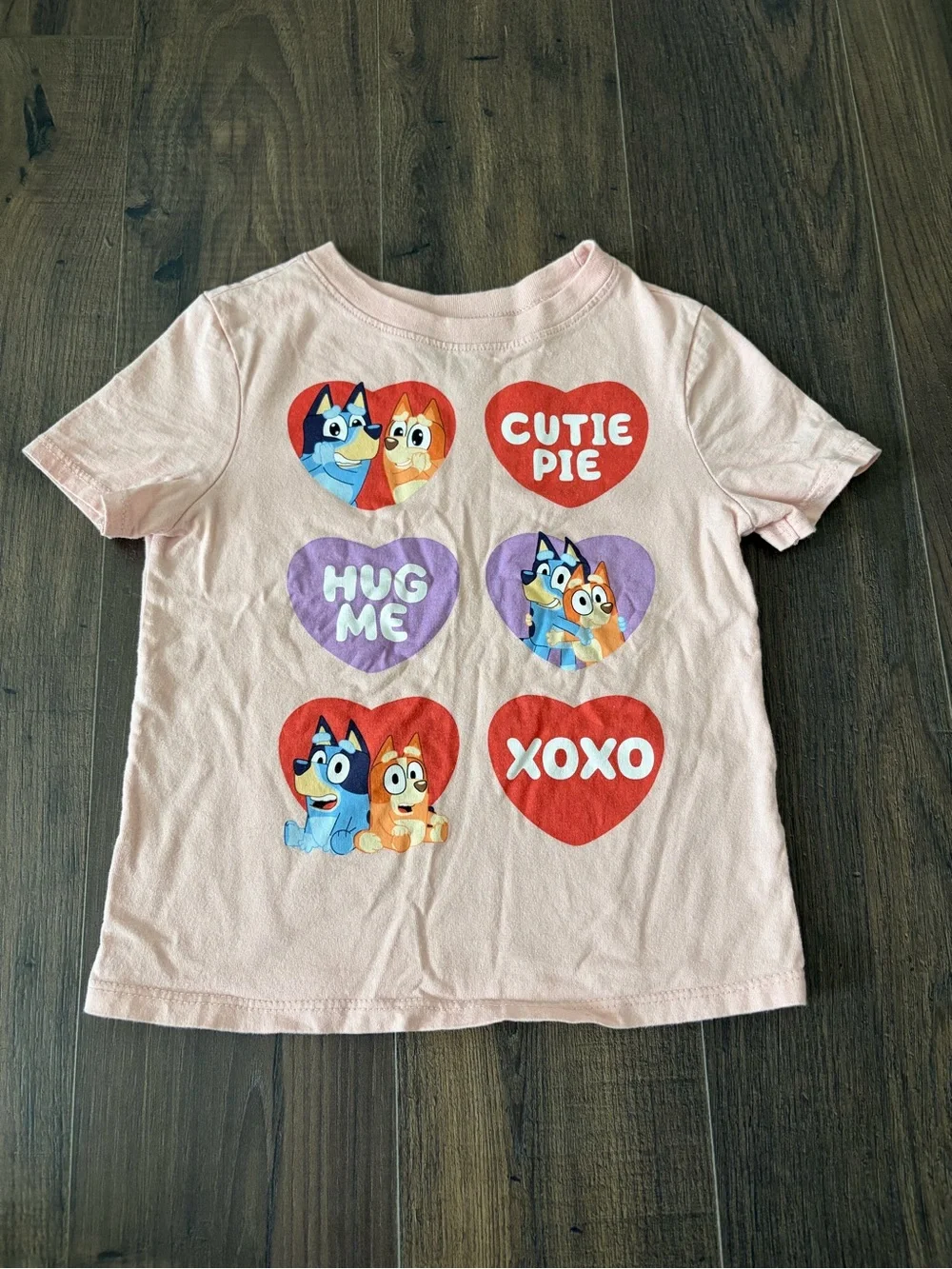 Old Navy Pink Bluey Heart Graphic Short Sleeve Tee